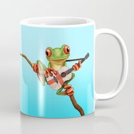 Tree Frog Playing Acoustic Guitar with Flag of England Coffee Mug