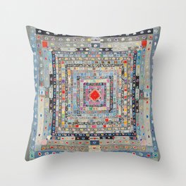 Vintage Hearts Mosaic Patchwork Bohemian Style Throw Pillow