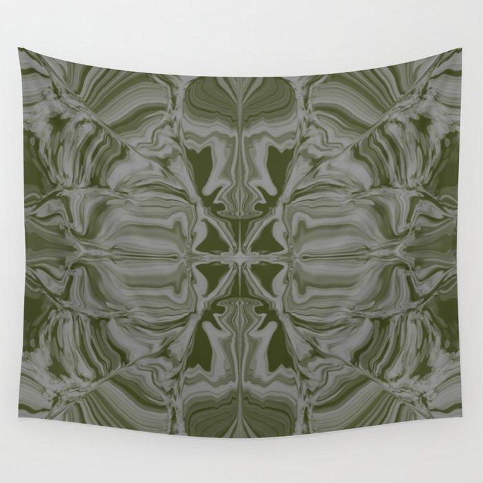 Multidimensional Olive  Wall Tapestry