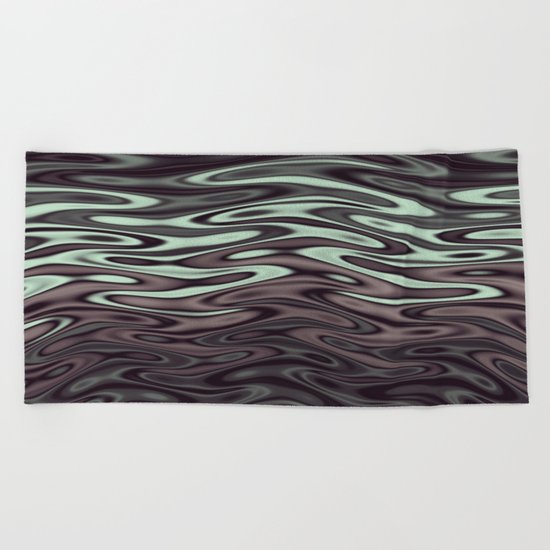 Ripples Fractal in Mint Hot Chocolate Beach Towel