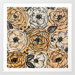 Golden Florals Art Print