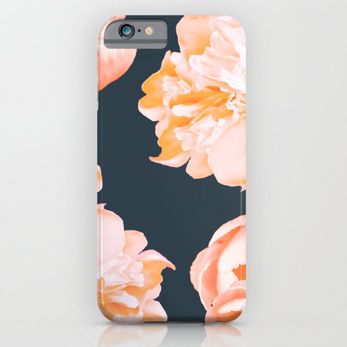 Peach Colored Flowers Dark Background #decor #society6 #buyart iPhone Case