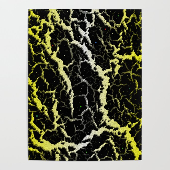 Cracked Space Lava - Yellow/White Poster