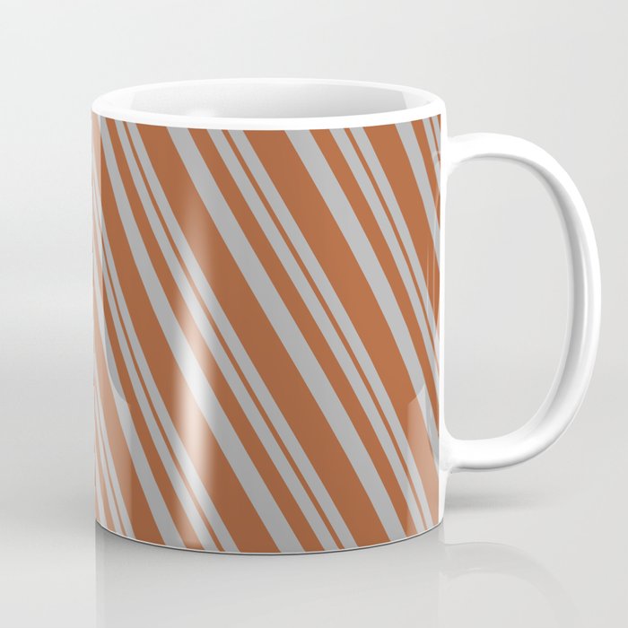 Dark Gray and Sienna Colored Stripes Pattern Coffee Mug