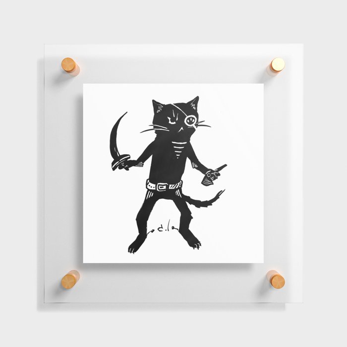 Black pirate cat Floating Acrylic Print