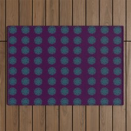 Turquoise Flowers Outdoor Rug