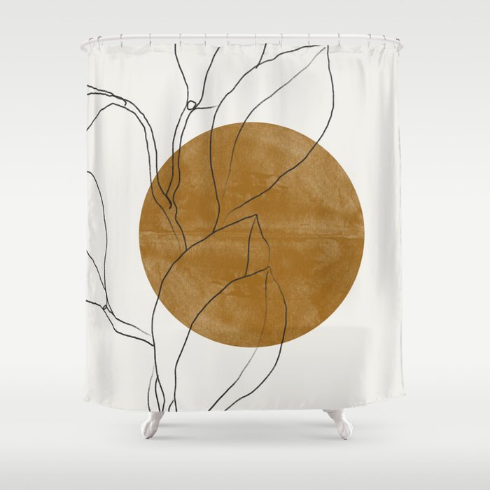 Line Art Home Plant Shower Curtain