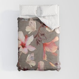 Coral Hibiscus Comforter