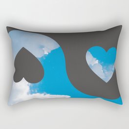 Yin Yang Hearts on a Sky Background \\ Charcoal Grey Rectangular Pillow