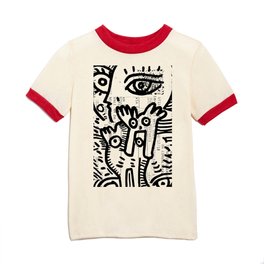Creatures Graffiti Black and White on French Train Ticket Kids T Shirt