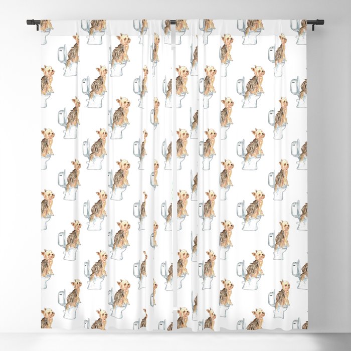  Yorkie Yorkshire terrier toilet Painting Blackout Curtain