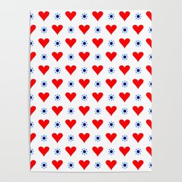 heart and star 5 - blue star and red heart Poster