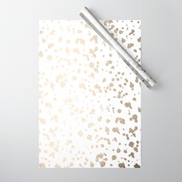 Luxe Gold Painted Dots on White Wrapping Paper