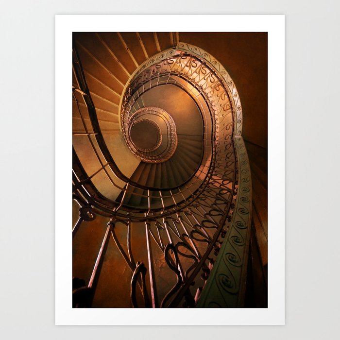 Golden spiral stairs Art Print