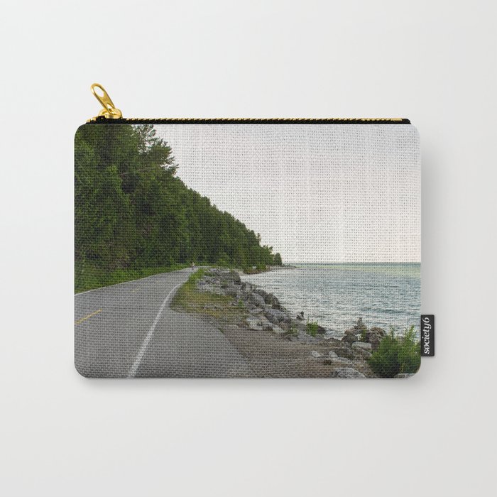 Lake Michigan and a Bicycle only Highway on Mackinac Island Carry-All Pouch
