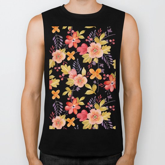 Flower Watercolor Pattern Biker Tank