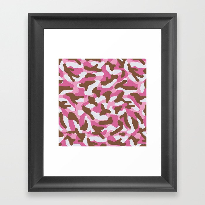 Pink and Brown Camo Camouflage  Framed Art Print