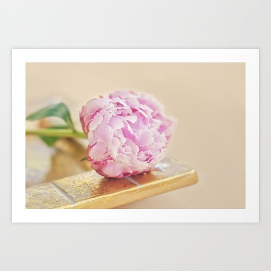 PEONY WITH GOLD Art Print