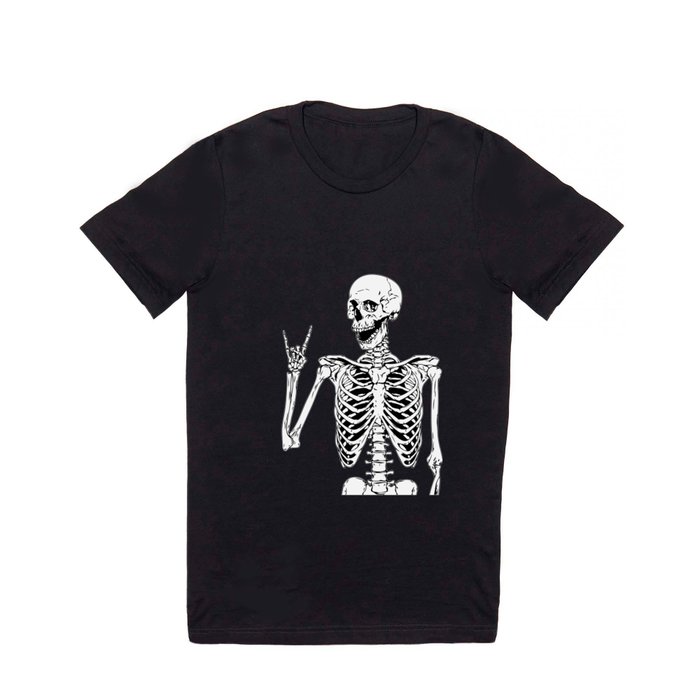 Rock and Roll Skeleton halloween desing T Shirt