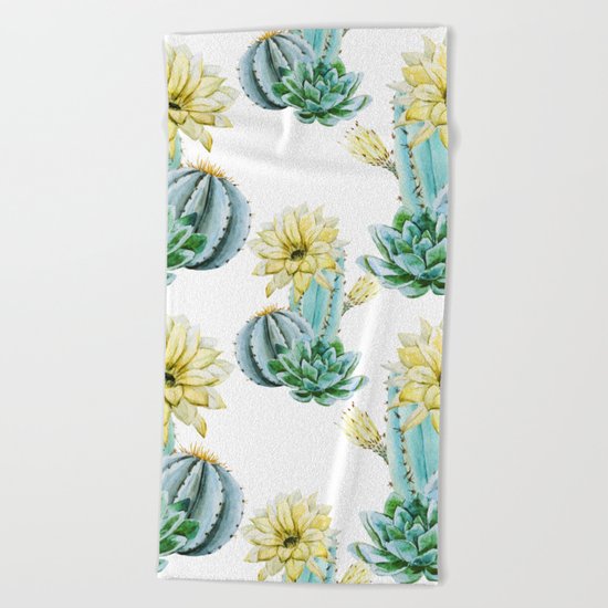 Cactus Pattern 03 Beach Towel