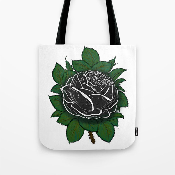 Dark Grey Black Rose Tote Bag