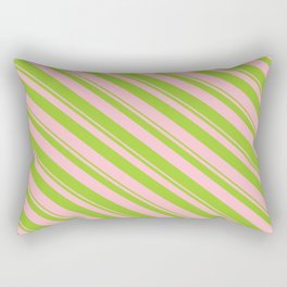 [ Thumbnail: Green & Pink Colored Stripes Pattern Rectangular Pillow ]
