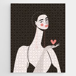 Girl With Pink Heart Jigsaw Puzzle