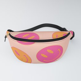 Groovy Pink and Orange Smiling Faces - Retro Aesthetic  Fanny Pack