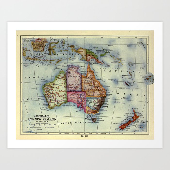 Vintage Map of Australia (1921) Art Print
