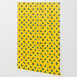 Christmas Pattern Yellow Green Tree Retro Wallpaper