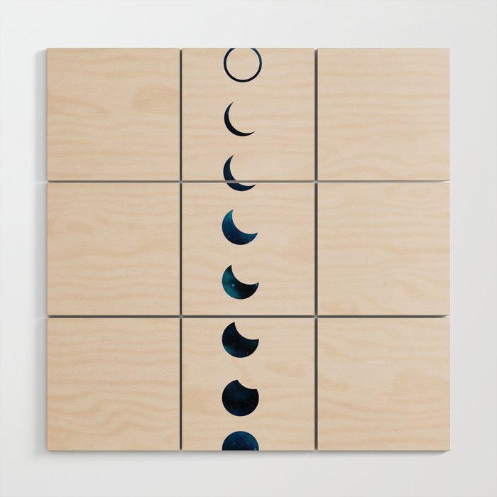 Moon Phases | Starry Night Version Wood Wall Art