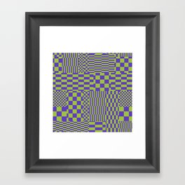 Glitchy Checkers // Purple & Green Framed Art Print