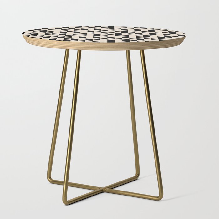 Abstract Geometric Pattern Black and Ivory Side Table