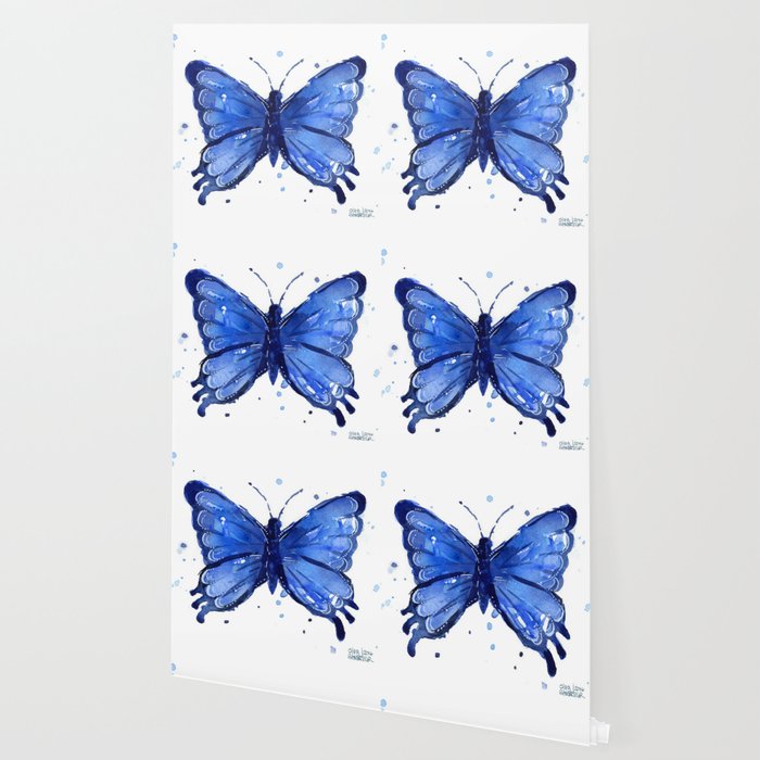 Butterfly Blue Watercolor Animal Painting Wallpaper By Olechka
