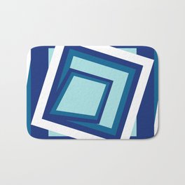Geometric in classic blue Bath Mat | Graphicdesign, Turquoise, White, Art, Design, Sqaure, Illusion, Modern, Blue, Rhombs 