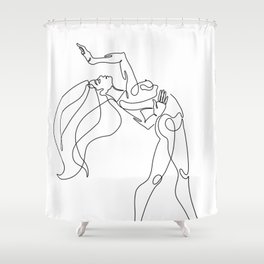 Minimal one line art poster of dancer Shower Curtain