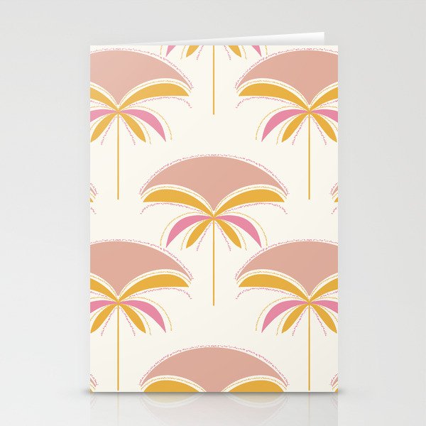 Mid-Century Modern Palm Tree Sunset Pattern Orange Pink Stationery Cards