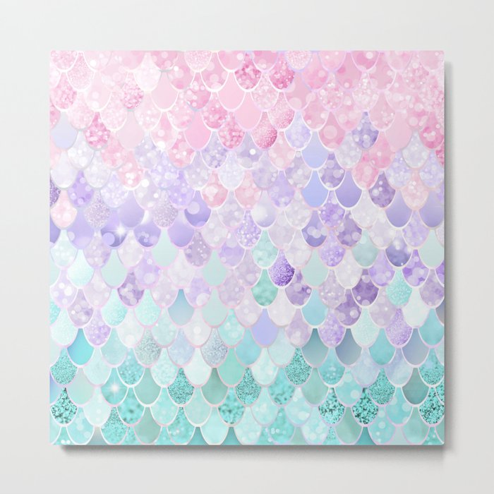 Mermaid Pastel Iridescent Metal Print