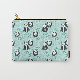 Happy Pandas Teal Carry-All Pouch