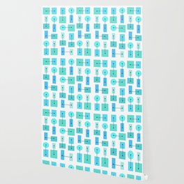 Atomic Age Simple Shapes Ocean Blue 2 Wallpaper