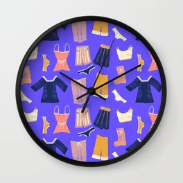 Colorful hanging clothes seamless pattern. Creative and modern graphic design. Vibrant colors. Wall Clock
