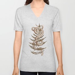 The Snake and Fern V Neck T Shirt | Snake, Fern, Nature, Greenery, Botanical, Plants, Drawing, Scientific, Digital, Curated 