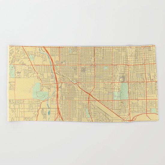 Tucson Map Retro Beach Towel