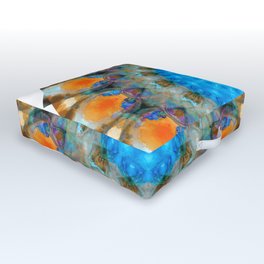 Colorful Blue Aura - Vibrant Mandala Art Outdoor Floor Cushion