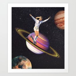 Intergalactic Hang Ten Art Print