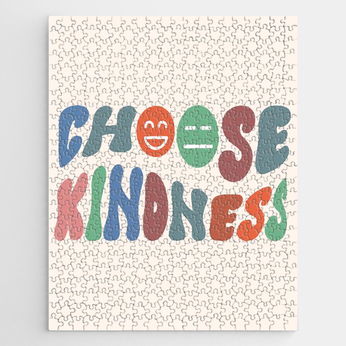 Choose Kindness Retro Groovy Typography Jigsaw Puzzle