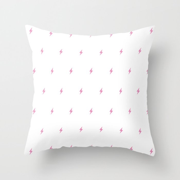 Hot Pink Lightning Bolt Pattern Throw Pillow