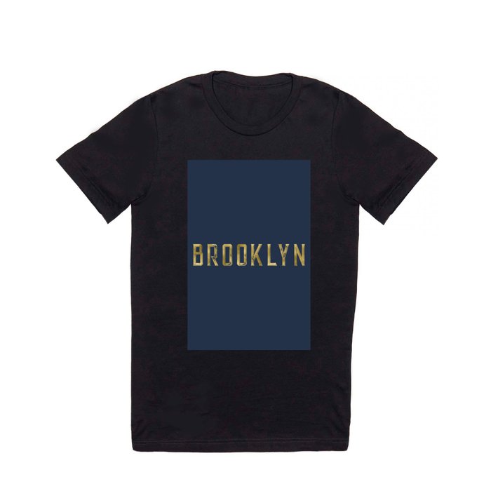 Brooklyn in Gold on Navy T Shirt