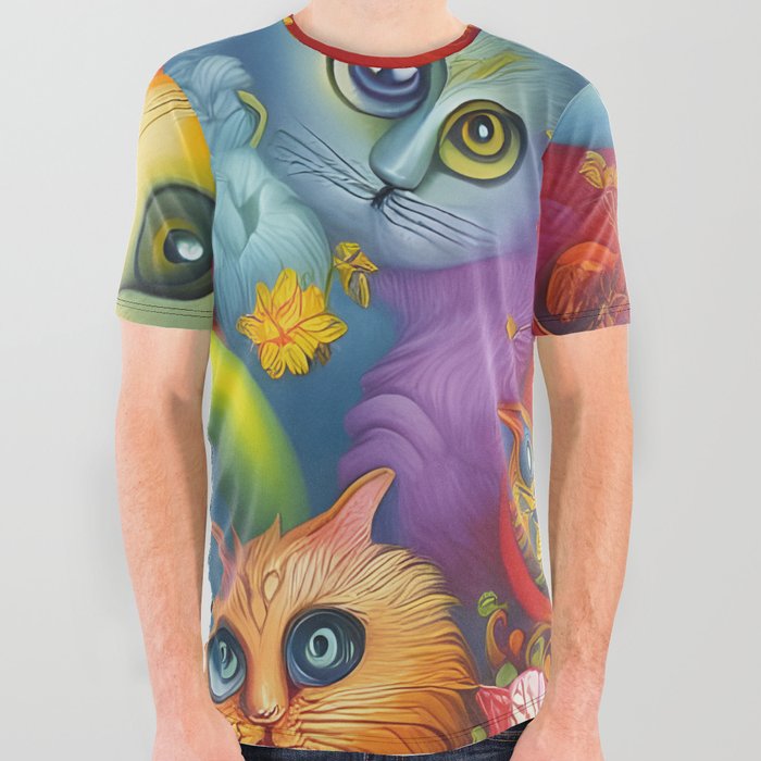 Colorful Crazy Kitty Cat Kitten Collage All Over Graphic Tee by Christine aka stine1 on Society6