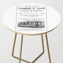 Old Italian Retro Vintage Advertising Lithograph Milano Tram Bus Line Side Table